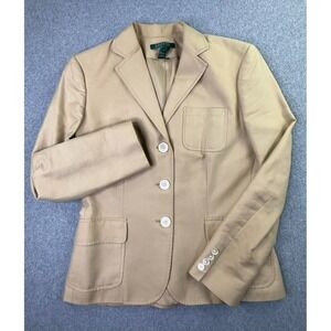 Lauren Ralph Lauren Blazer Women's Size 4 Silk Blend Beige Office‎ Academia